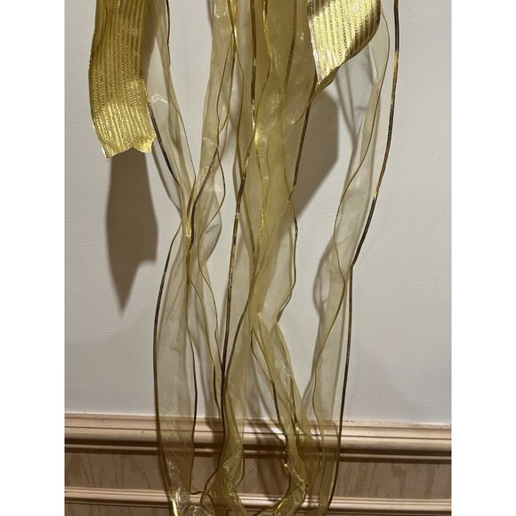 Gold Christmas Tree Bow Topper Approximately 57” Long - Picture 4 of 6